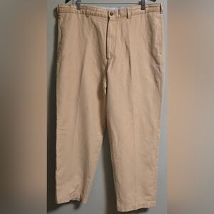 Brooks Brothers Hudson Tan Linen Cotton Chino Casual Pants Men's 40x30 (38x29)